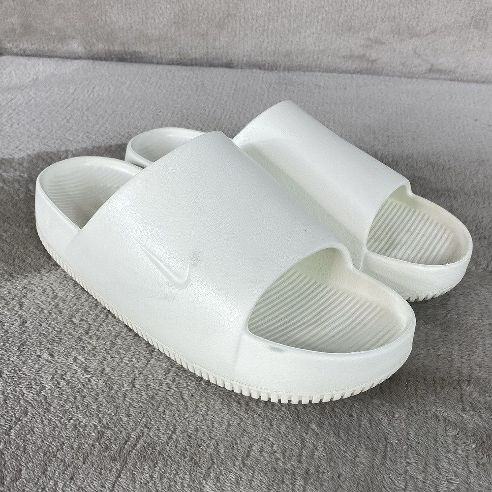 Nike Calm Slide Sandals Womens 9 Men 8 White Water Comfort Casual NEW